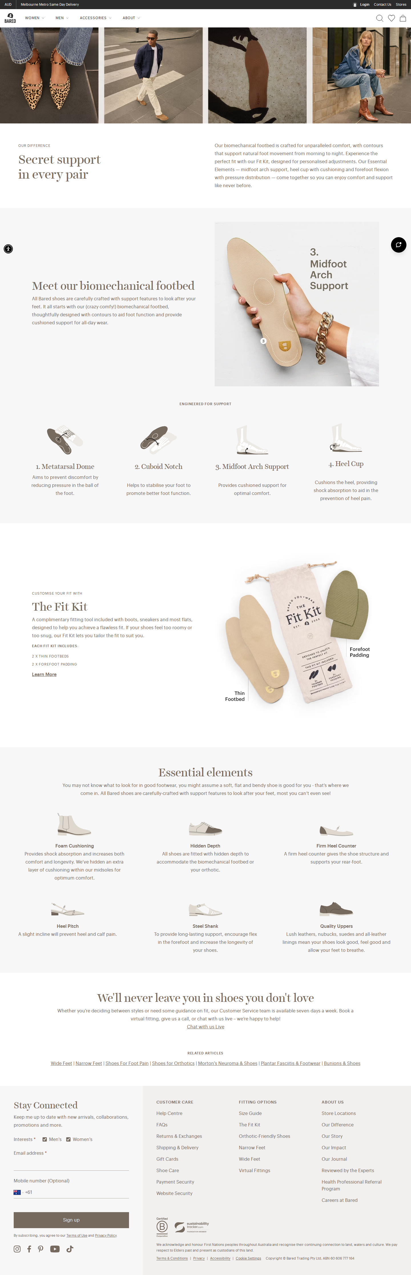 Bared brand story page, captured 16 August 2026